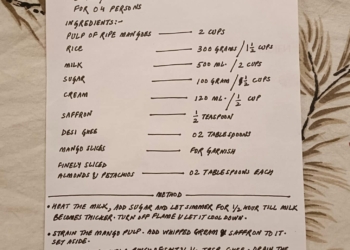 recipe for mango rice (‘Biranj Anba’) from 17th century