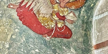 Angels in murals on Badal Mahal, Bundi Fort