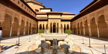 The Court of the Lions in Nasirid Palace Alhambra, Granada, Spain